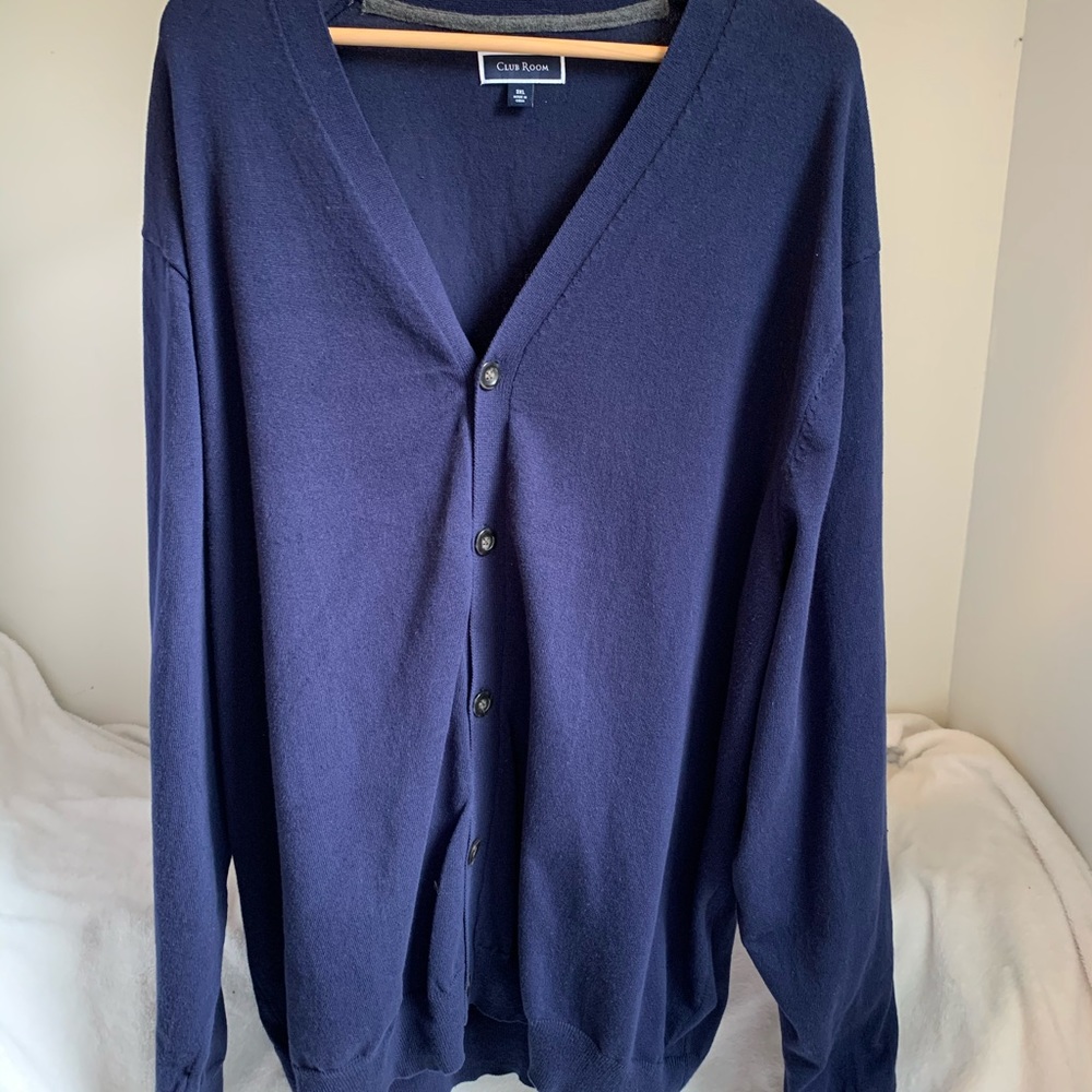 Club Room V-Neck Cardigan, Navy, 3XL